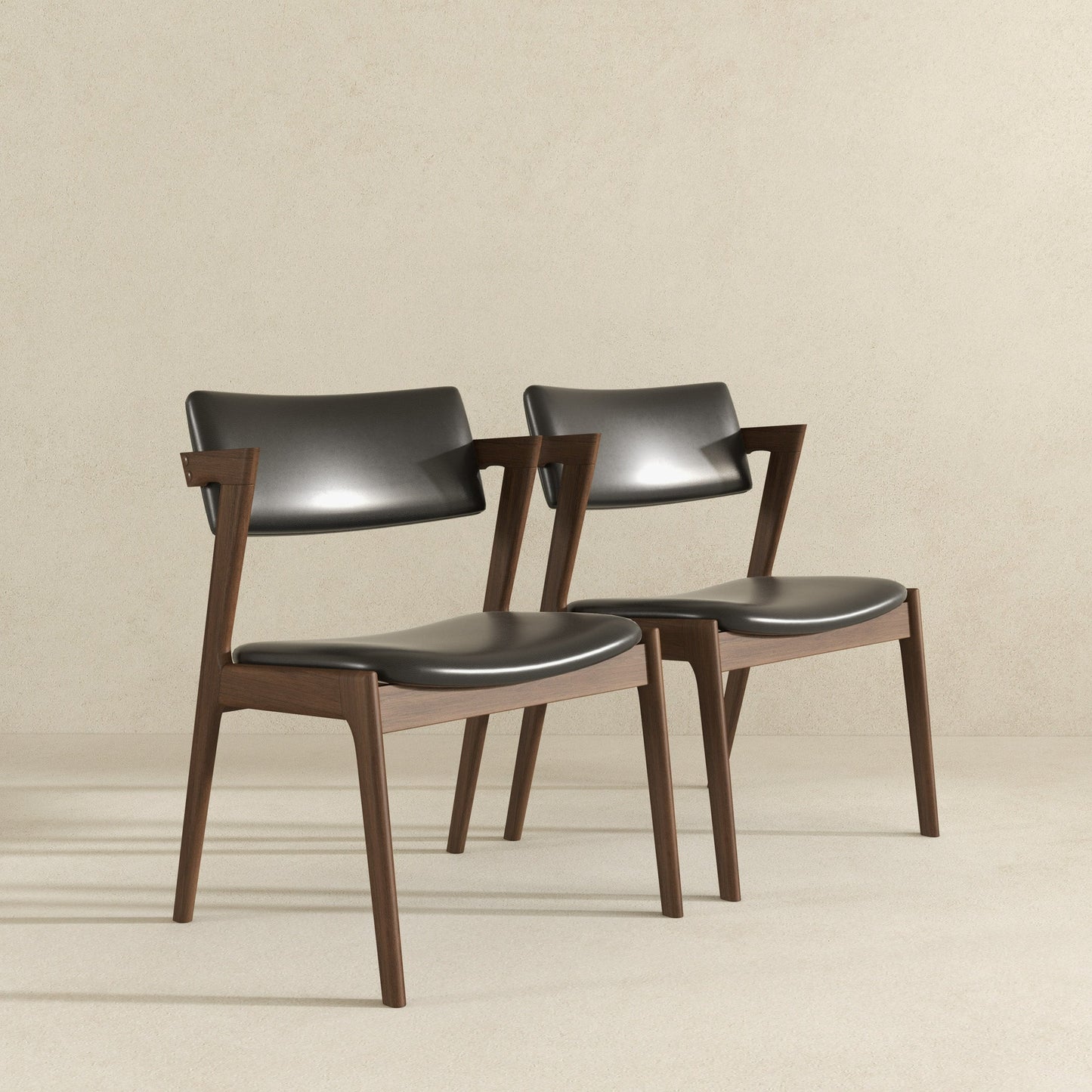 Edwin Modern Vegan Leather Dining Chair (Set Of 2) - Black