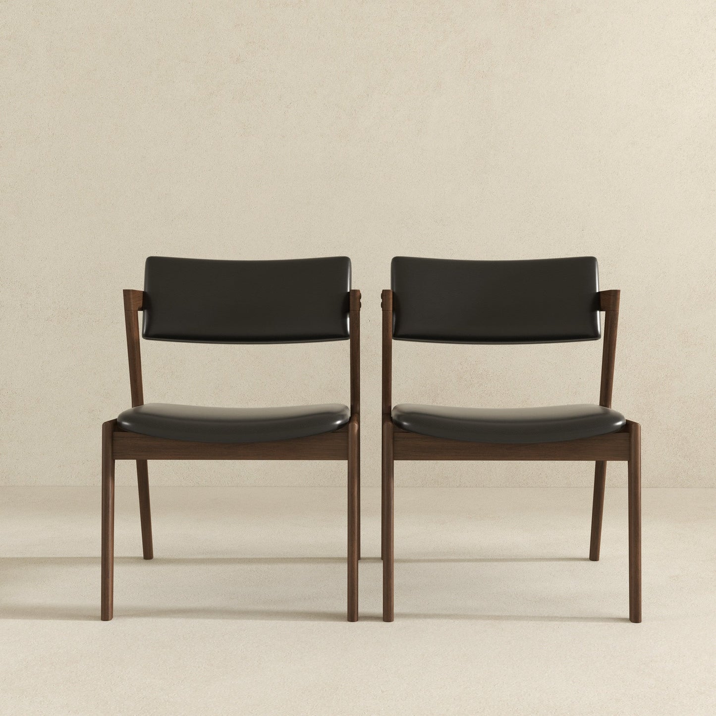 Edwin Modern Vegan Leather Dining Chair (Set Of 2) - Black