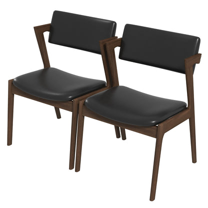 Edwin Modern Vegan Leather Dining Chair (Set Of 2) - Black