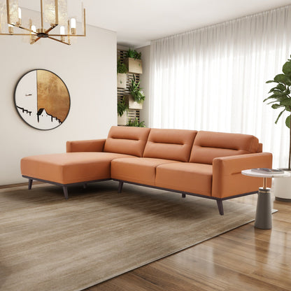 Ella L-Shaped Cognac Leather Left Facing Sectional