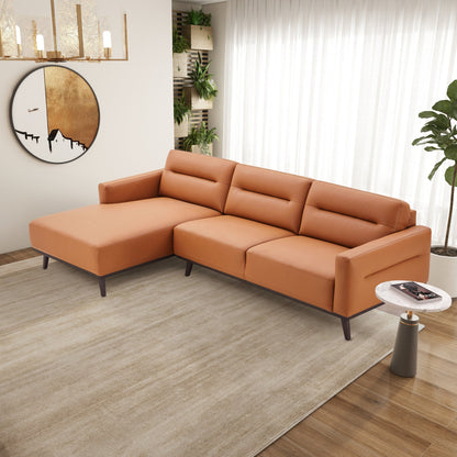 Ella L-Shaped Cognac Leather Left Facing Sectional