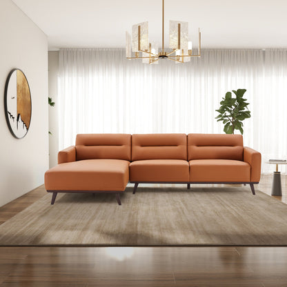 Ella L-Shaped Cognac Leather Left Facing Sectional