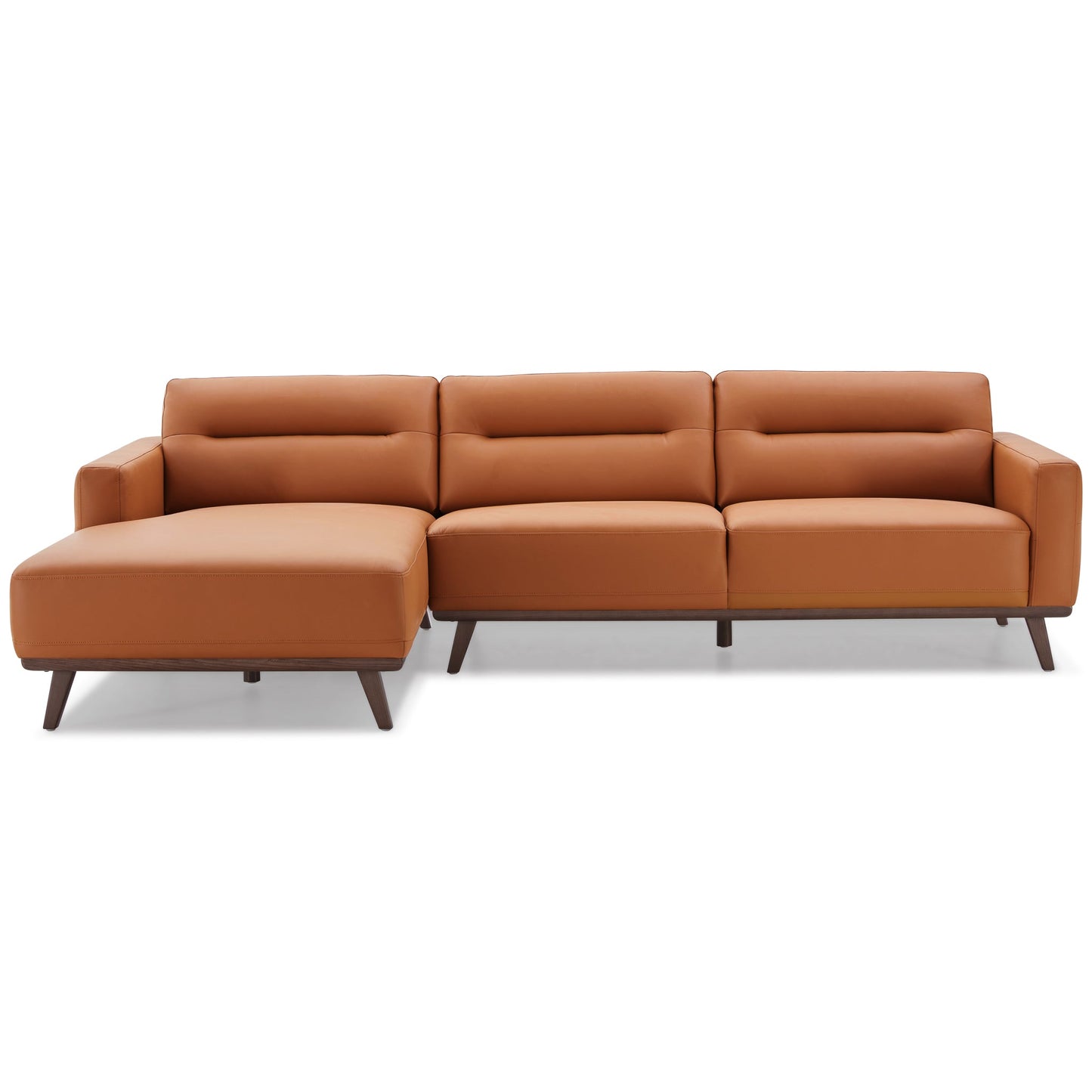 Ella L-Shaped Cognac Leather Left Facing Sectional