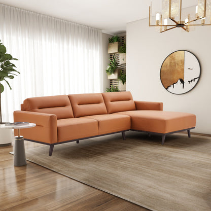 Ella L-Shaped Cognac Leather Right Facing Sectional