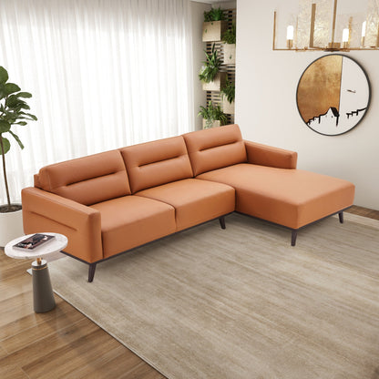 Ella L-Shaped Cognac Leather Right Facing Sectional