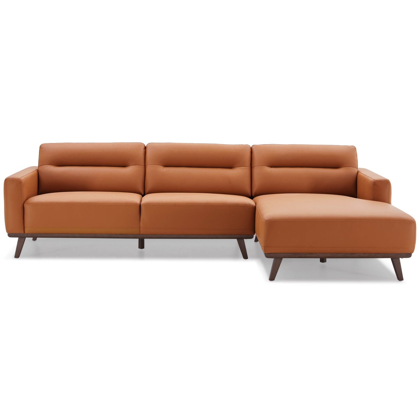 Ella L-Shaped Cognac Leather Right Facing Sectional