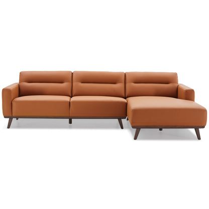 Ella L-Shaped Cognac Leather Right Facing Sectional