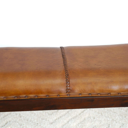 Chad Modern Tan Leather Bench