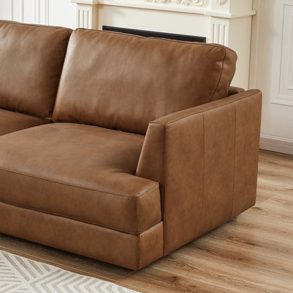 Glander Leather Left Facing Sectional - Cognac