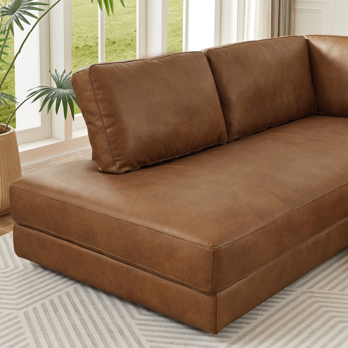 Glander Leather Left Facing Sectional - Cognac