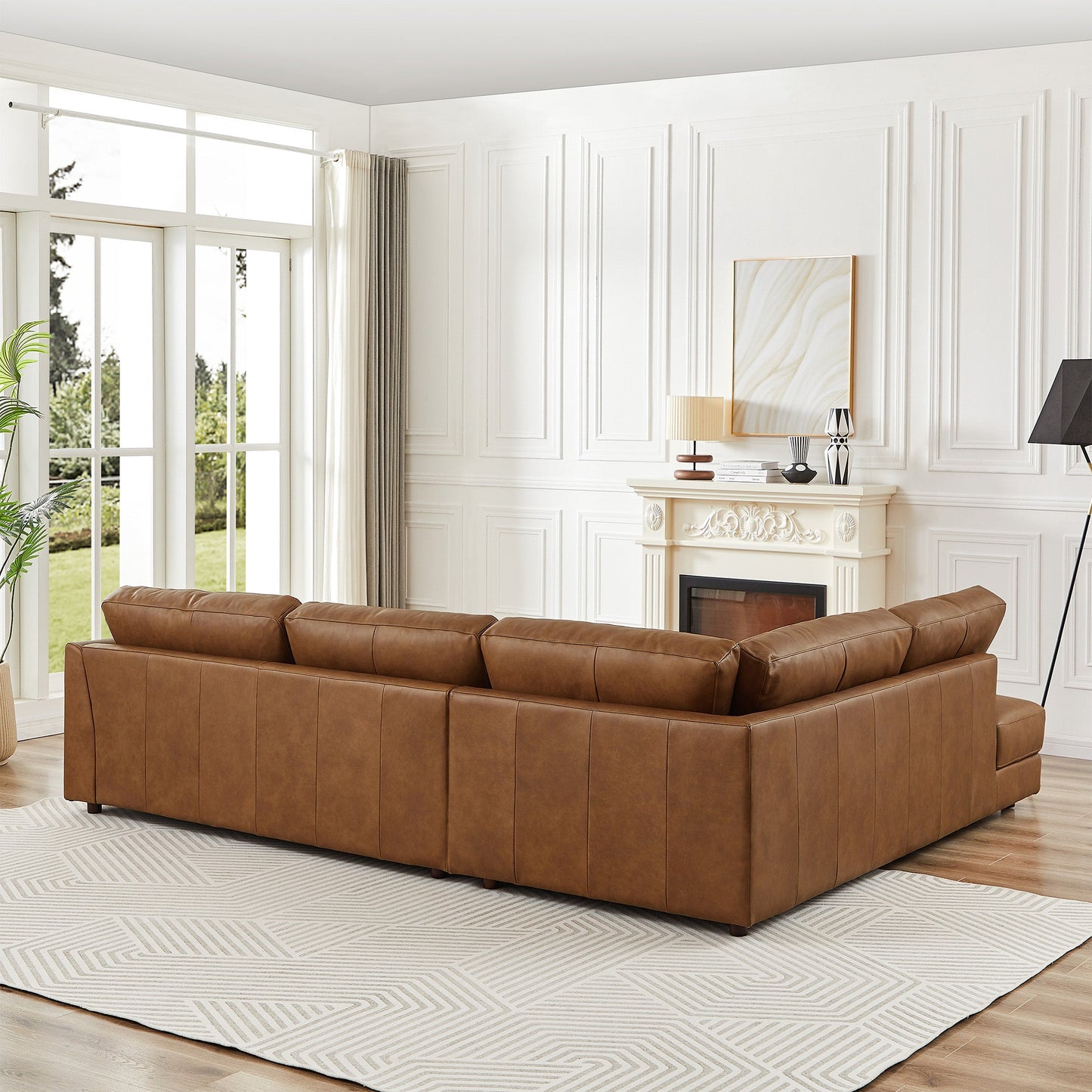 Glander Leather Left Facing Sectional - Cognac