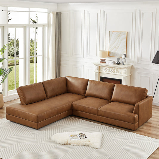 Glander Leather Left Facing Sectional - Cognac