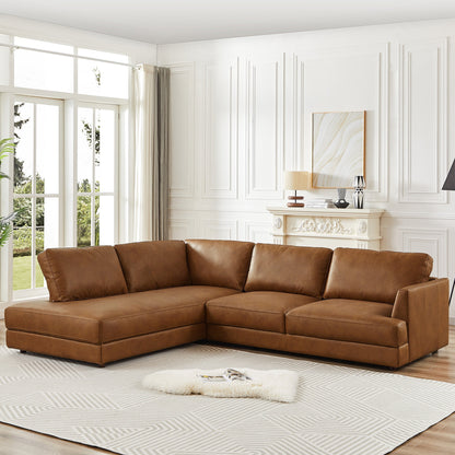 Glander Leather Left Facing Sectional - Cognac