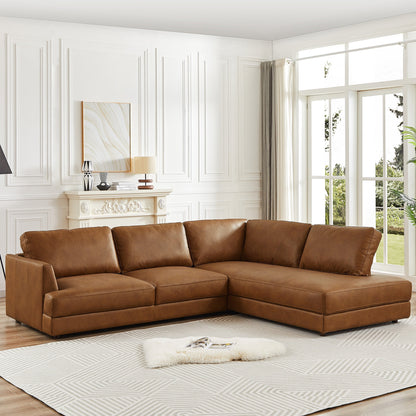 Glander Leather Right Facing Sectional - Cognac