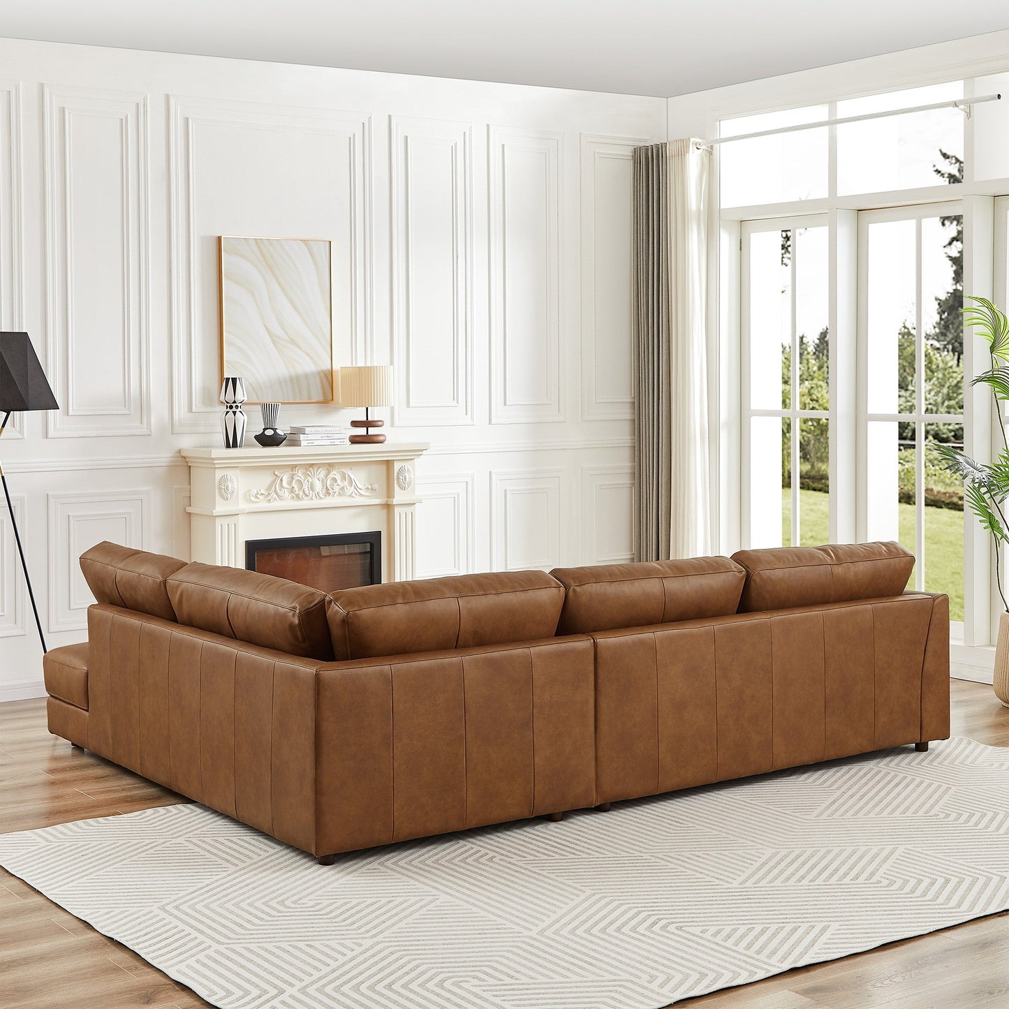 Glander Leather Right Facing Sectional - Cognac