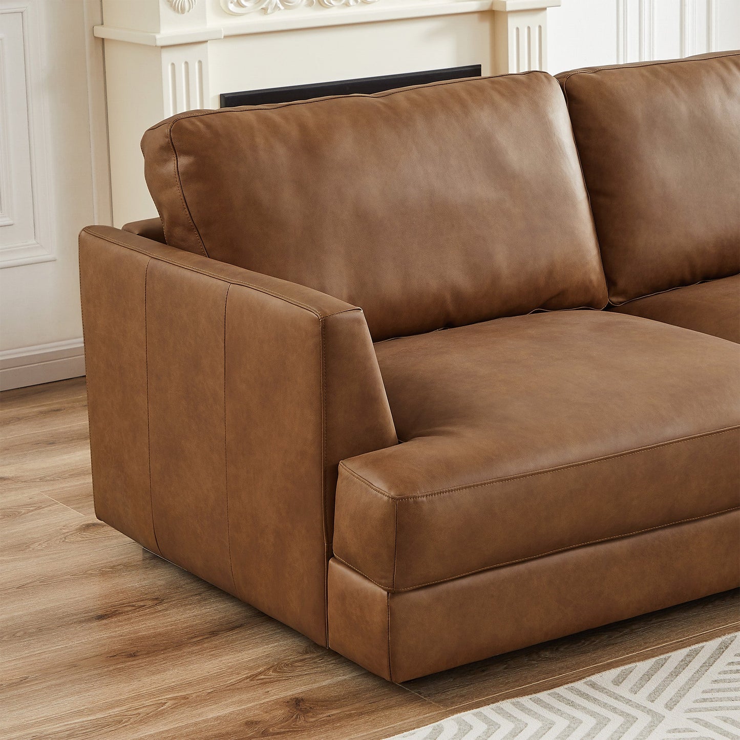 Glander Leather Right Facing Sectional - Cognac