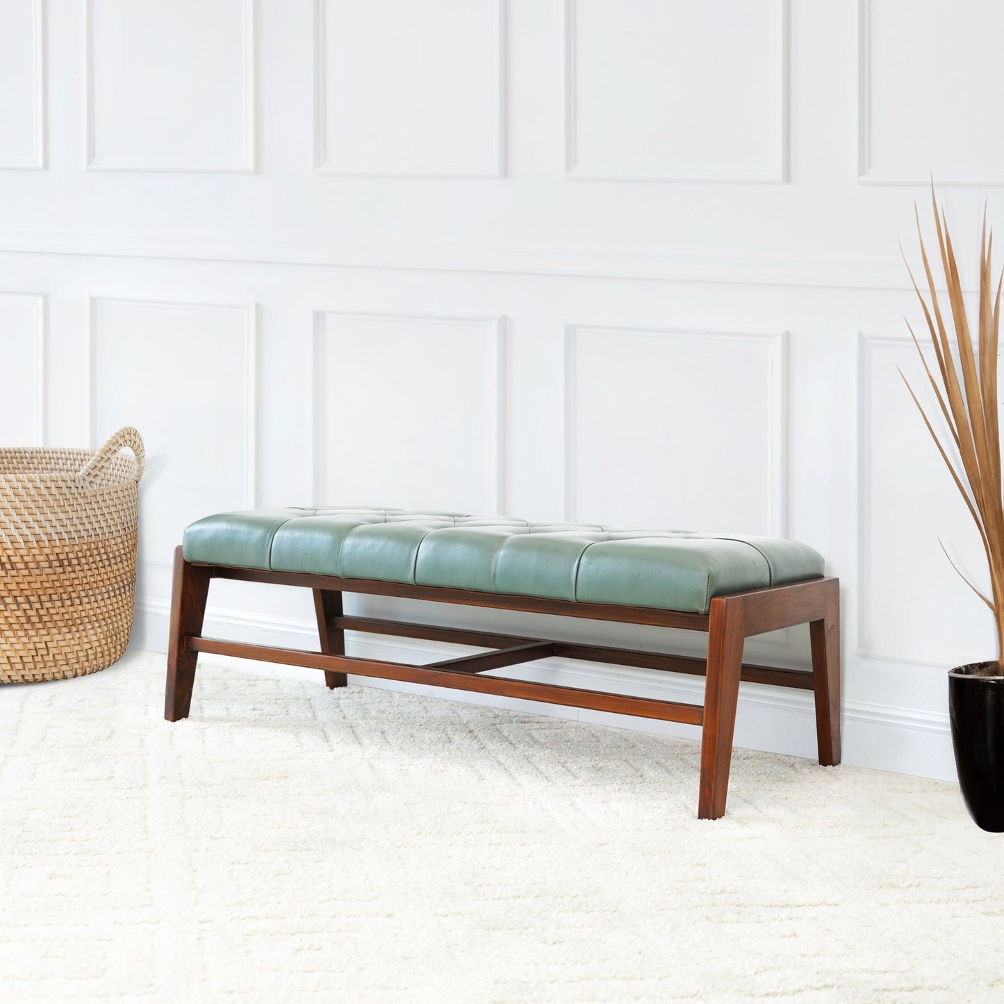 Hera Bench (Green Leather)