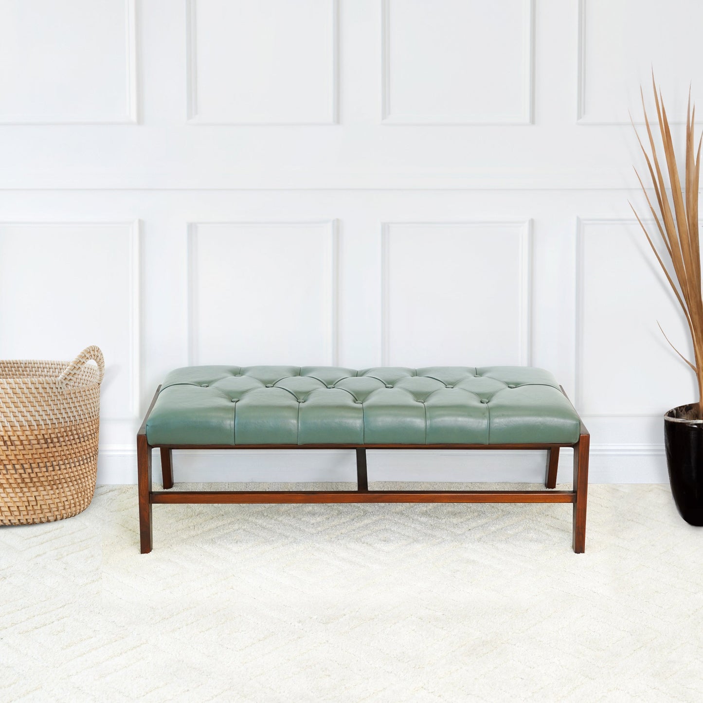 Hera Bench (Green Leather)