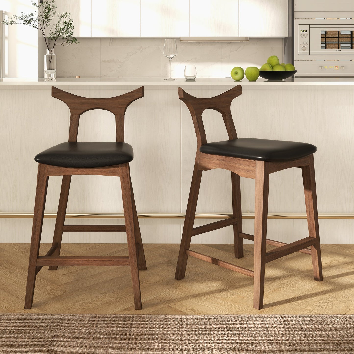 Hester Solid Wood Bar Stool (Set Of 2) - Black