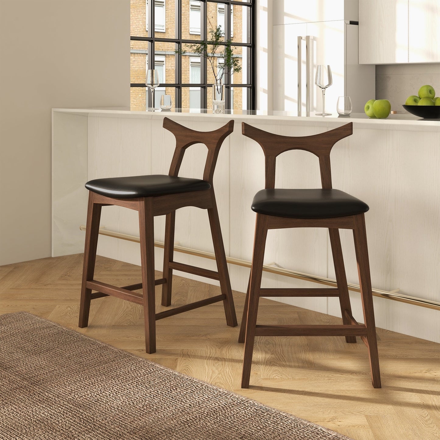 Hester Solid Wood Bar Stool (Set Of 2) - Black