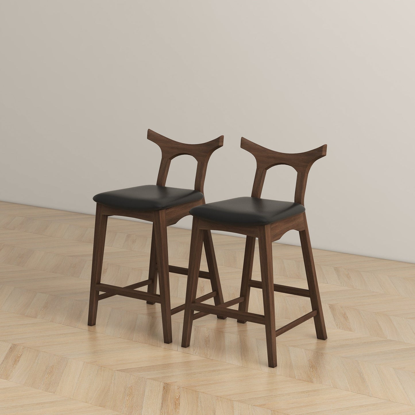 Hester Solid Wood Bar Stool (Set Of 2) - Black