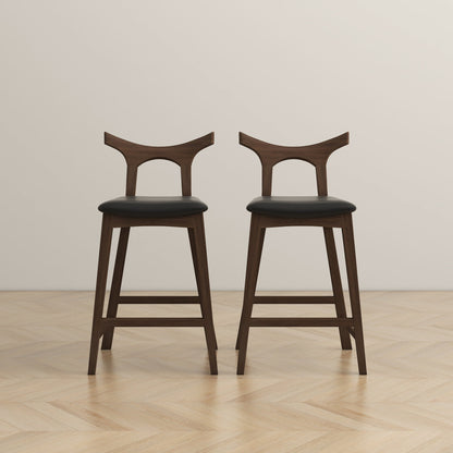 Hester Solid Wood Bar Stool (Set Of 2) - Black