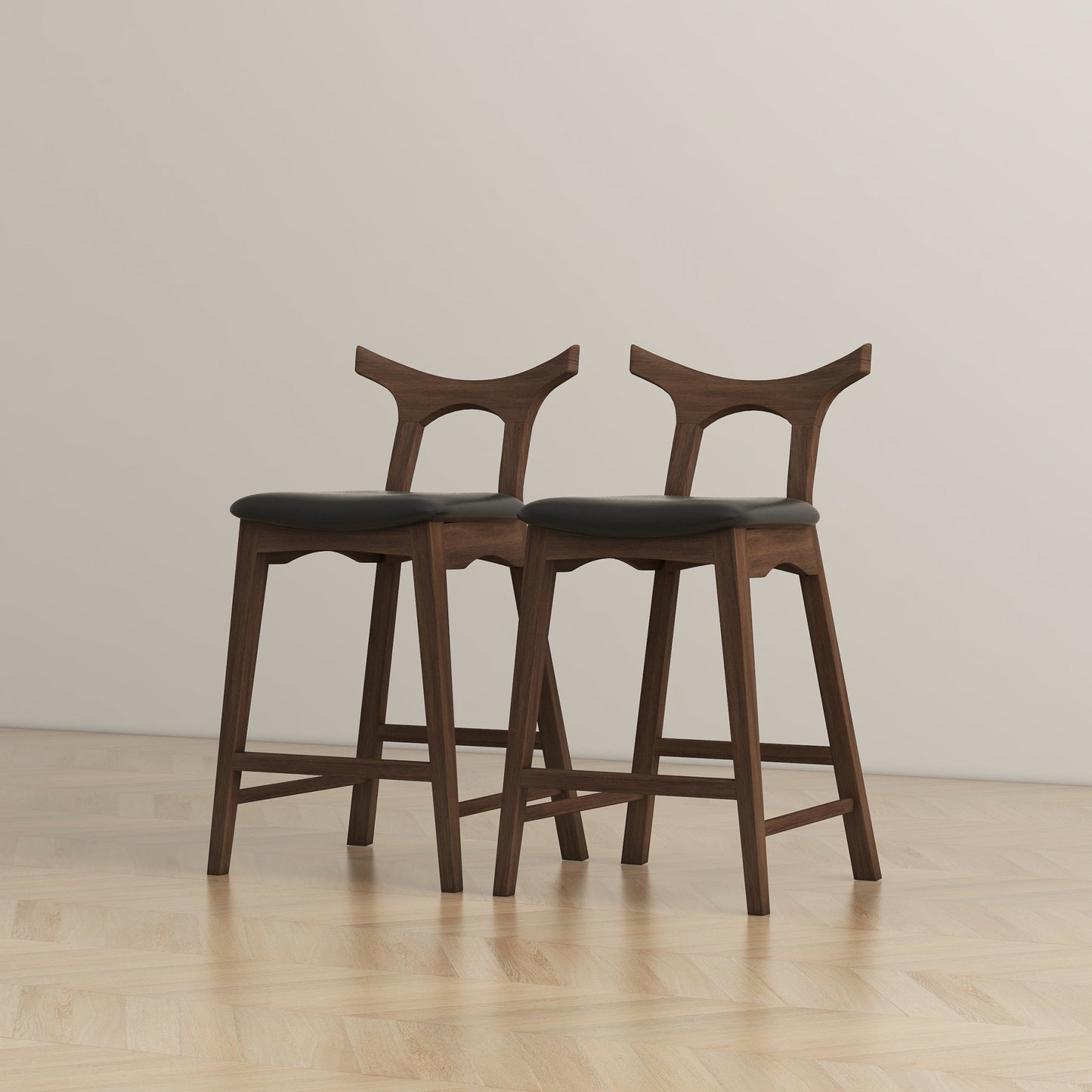 Hester Solid Wood Bar Stool (Set Of 2) - Black