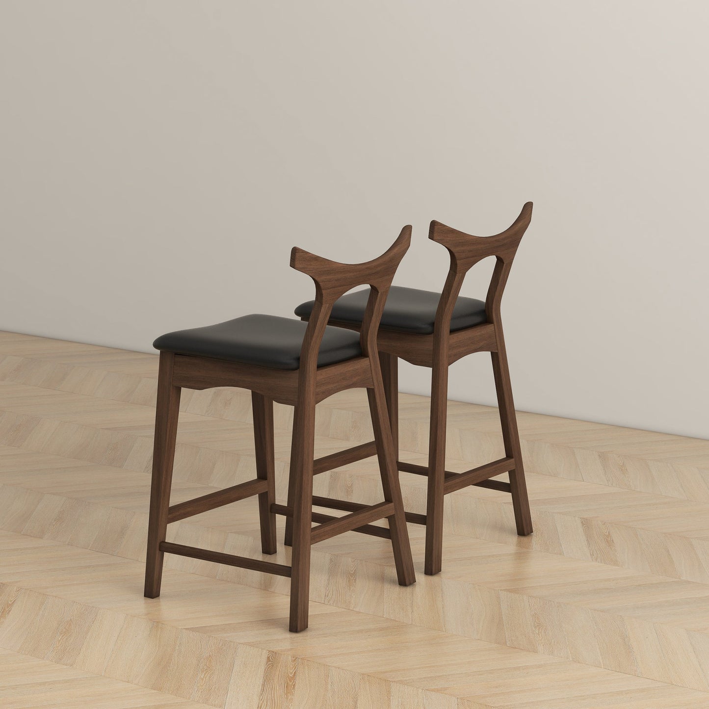 Hester Solid Wood Bar Stool (Set Of 2) - Black