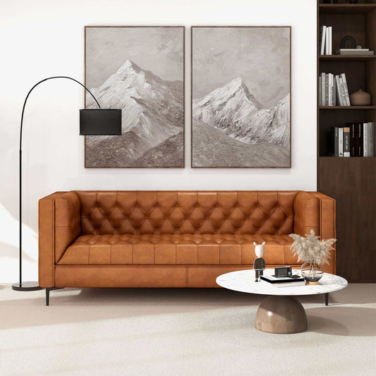 Evelyn Modern Leather Luxury Sofa - Cognac