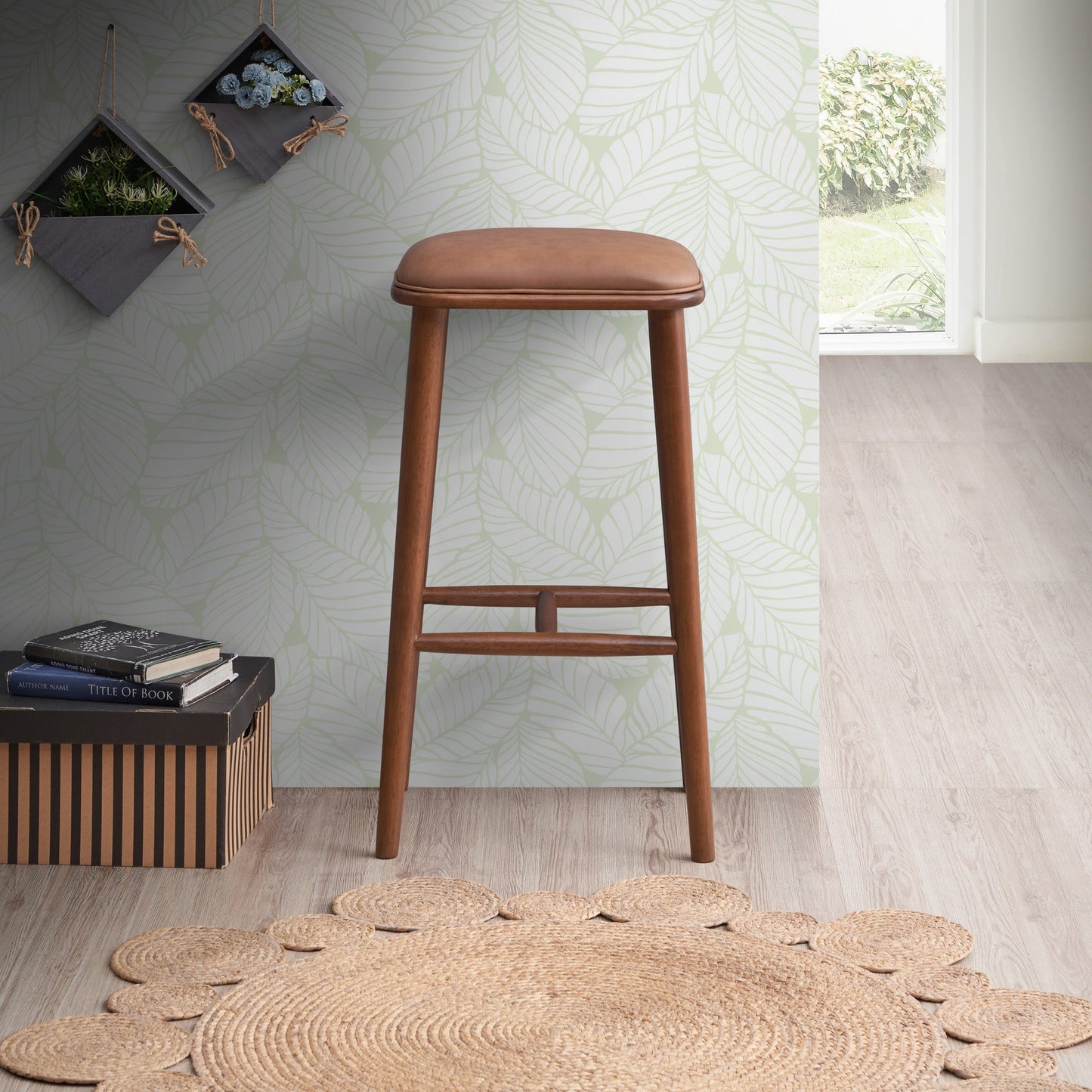 Jason Leather Bar Stool - Tan