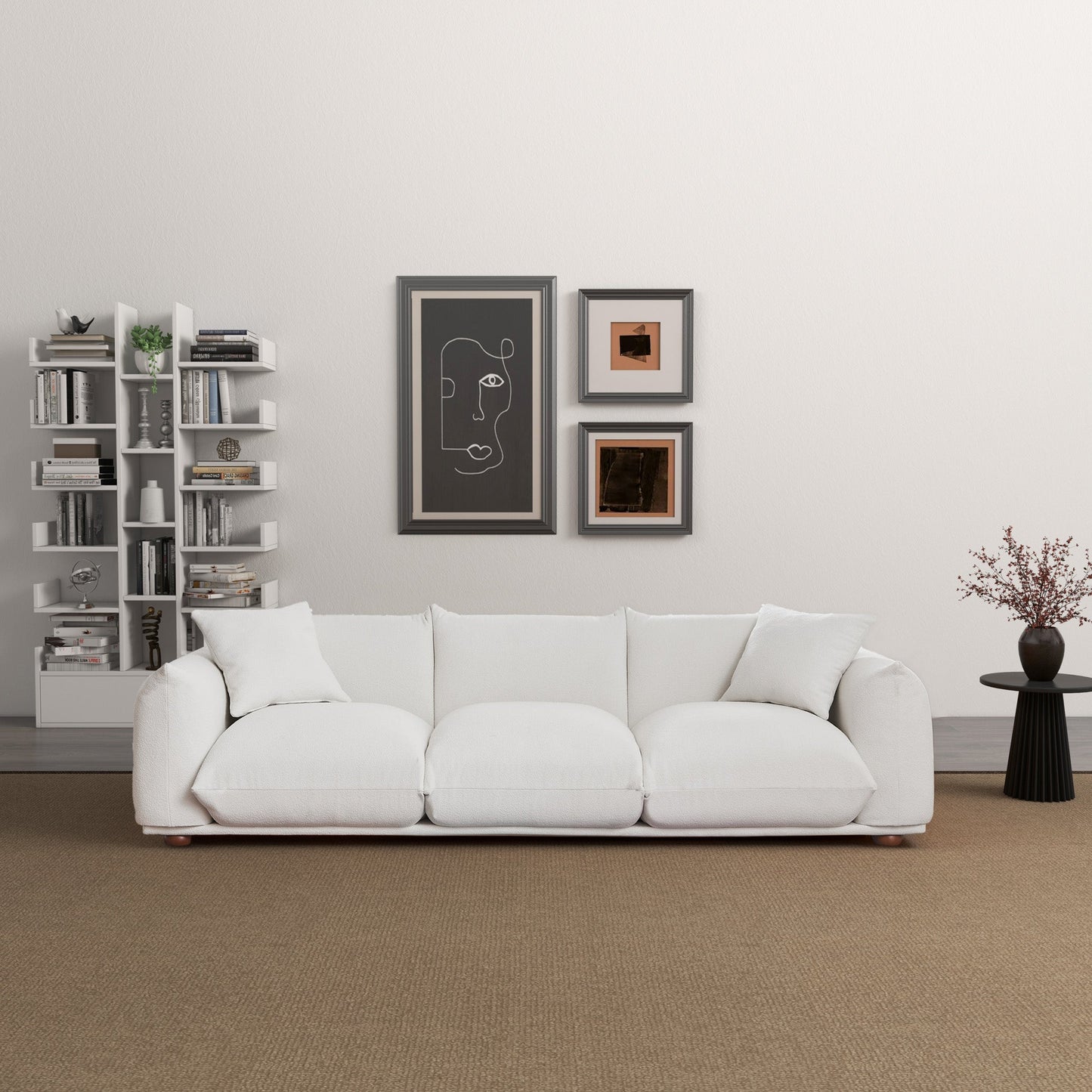 Kely 100'' Cream Boucle Sofa