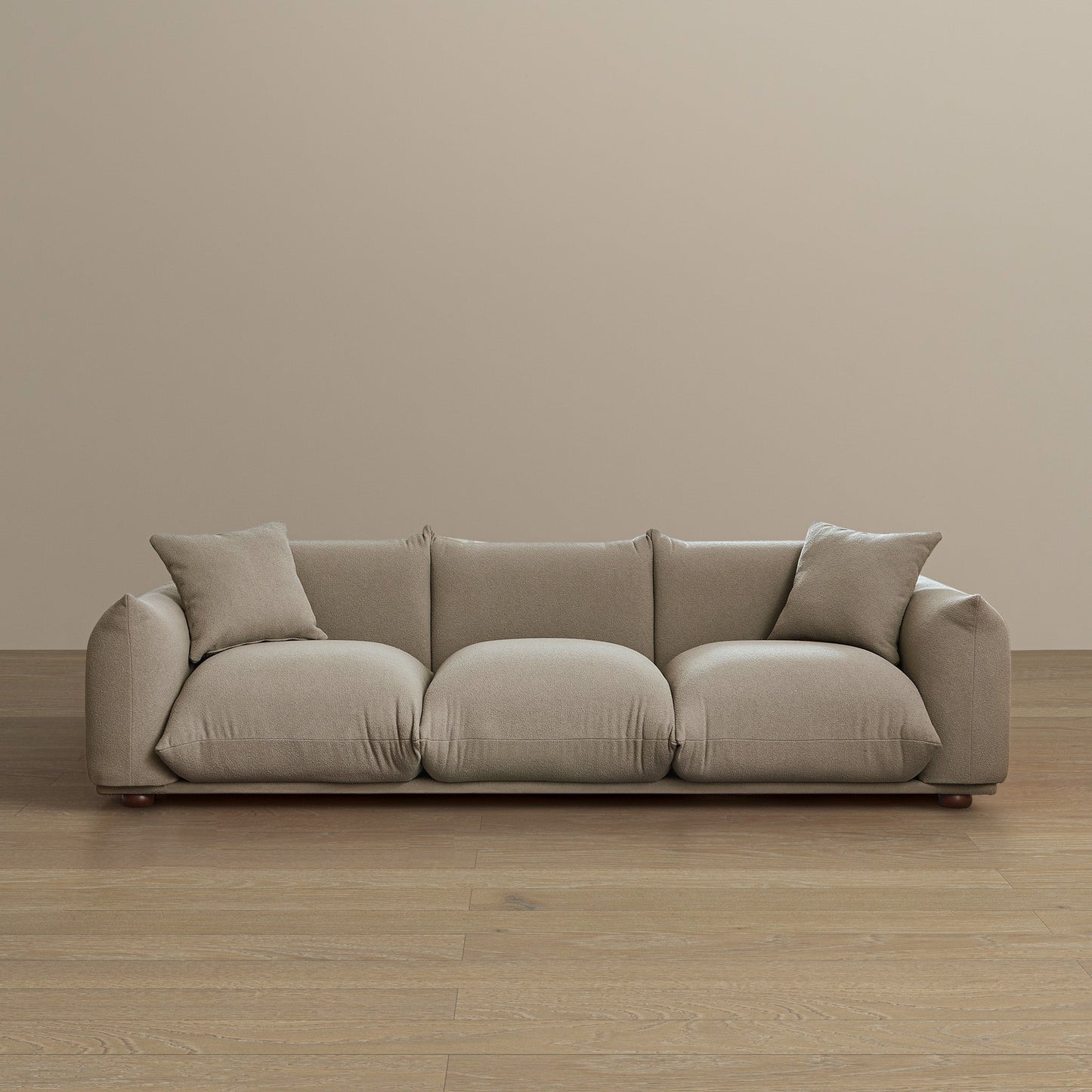 Kely 100'' Mocha Boucle Sofa