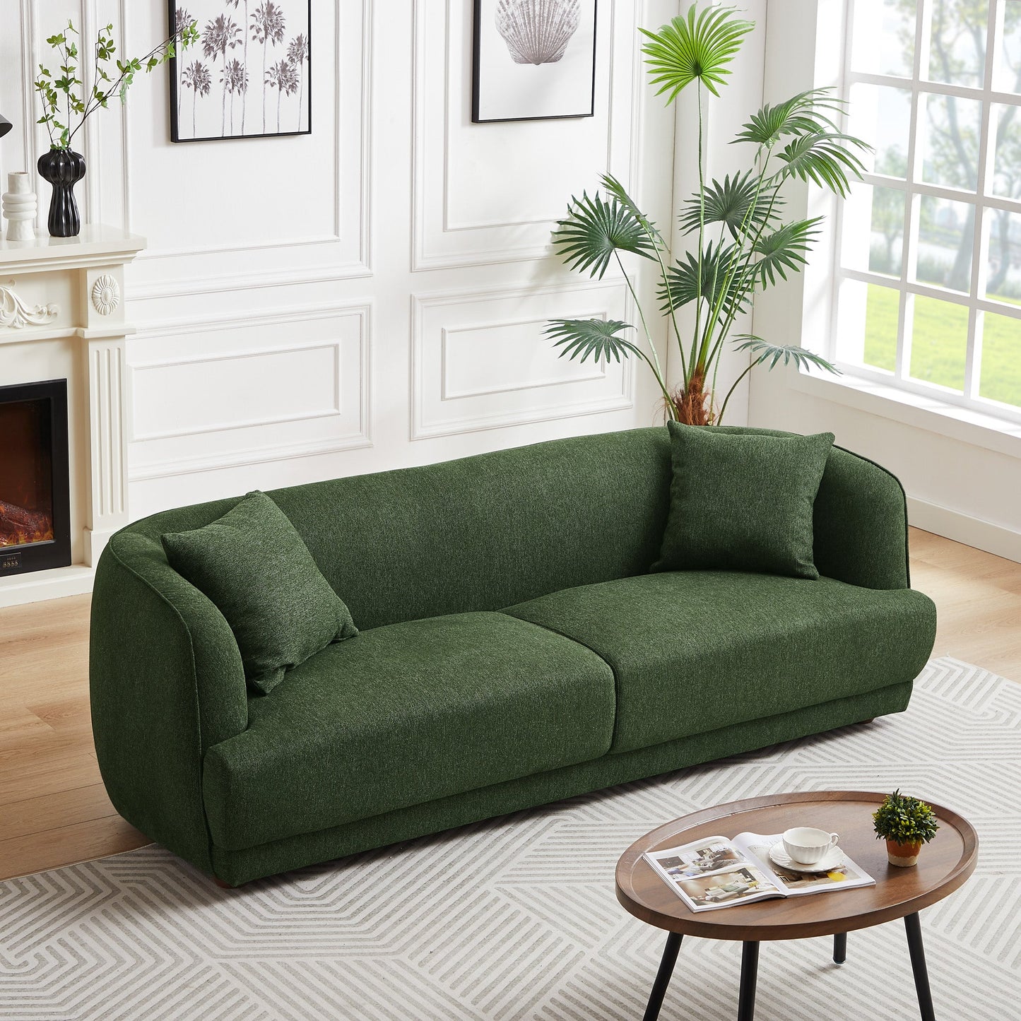 Larisa Modern Linen Sofa - Green