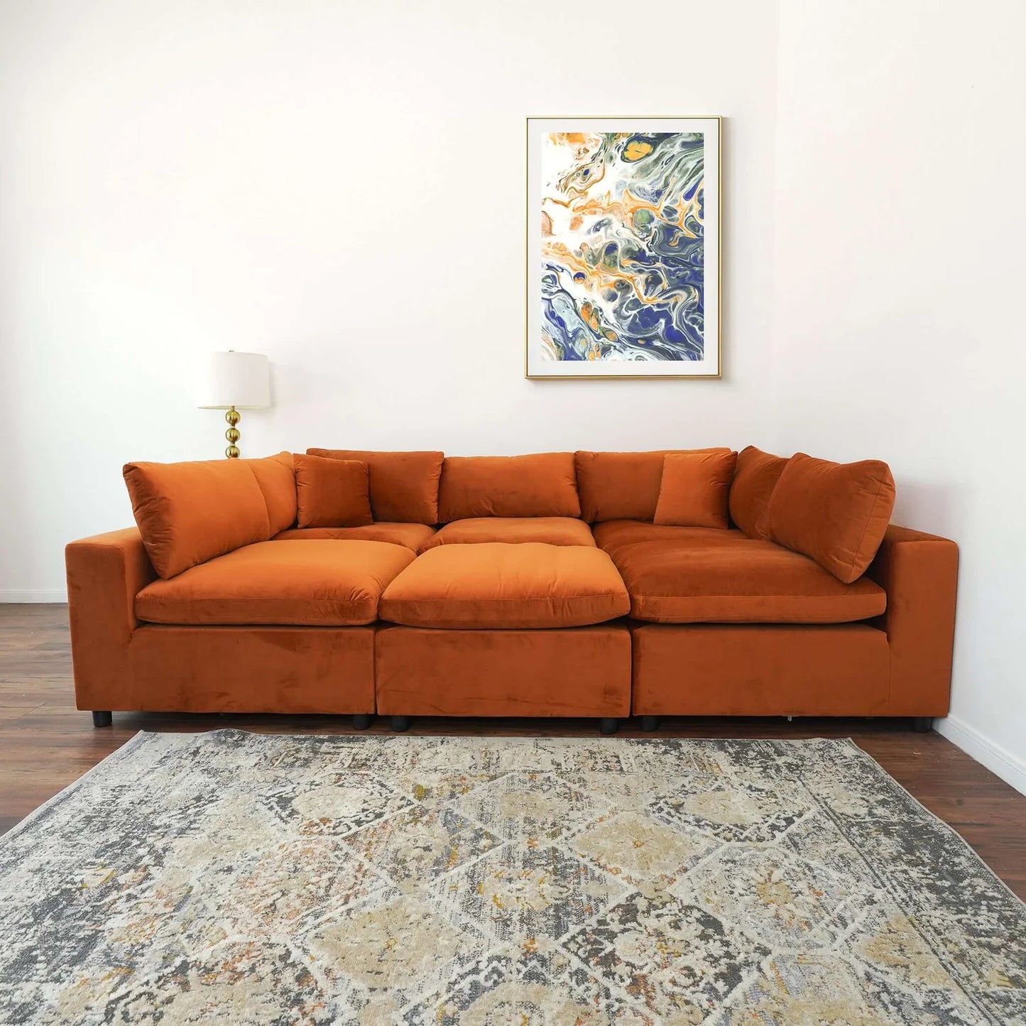 Laven Modern 6 - Piece Velvet Sectional