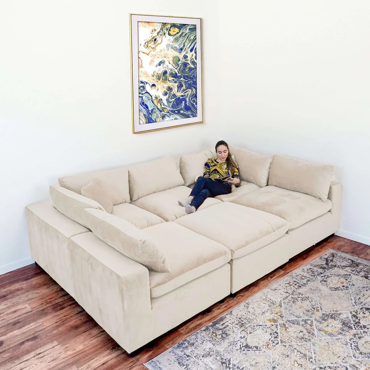 Laven Modern 6 - Piece Velvet Sectional