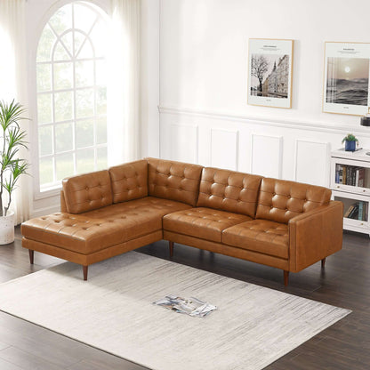 Lucco Genuine Leather Left-Facing Sectional