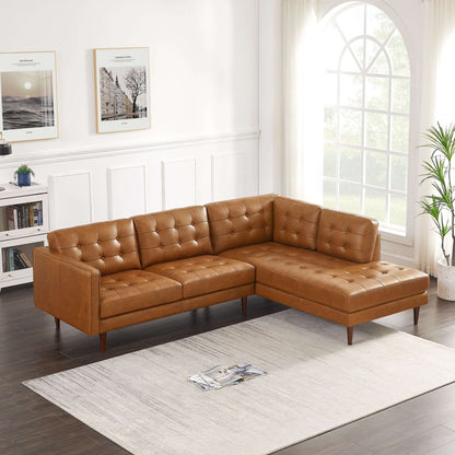 Lucco Genuine Leather Right-Facing Sectional