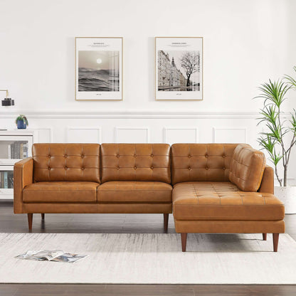 Lucco Genuine Leather Right-Facing Sectional