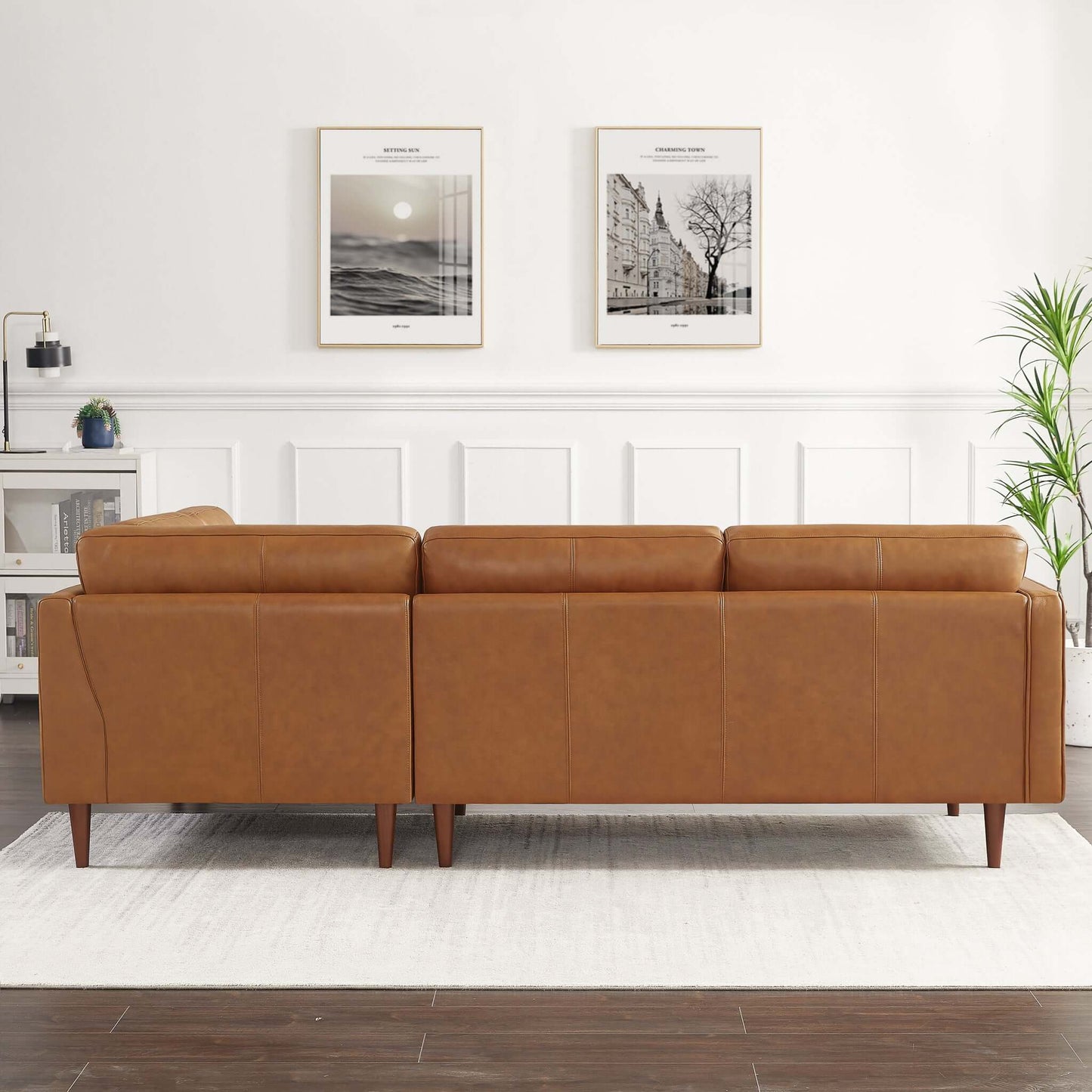 Lucco Genuine Leather Left-Facing Sectional