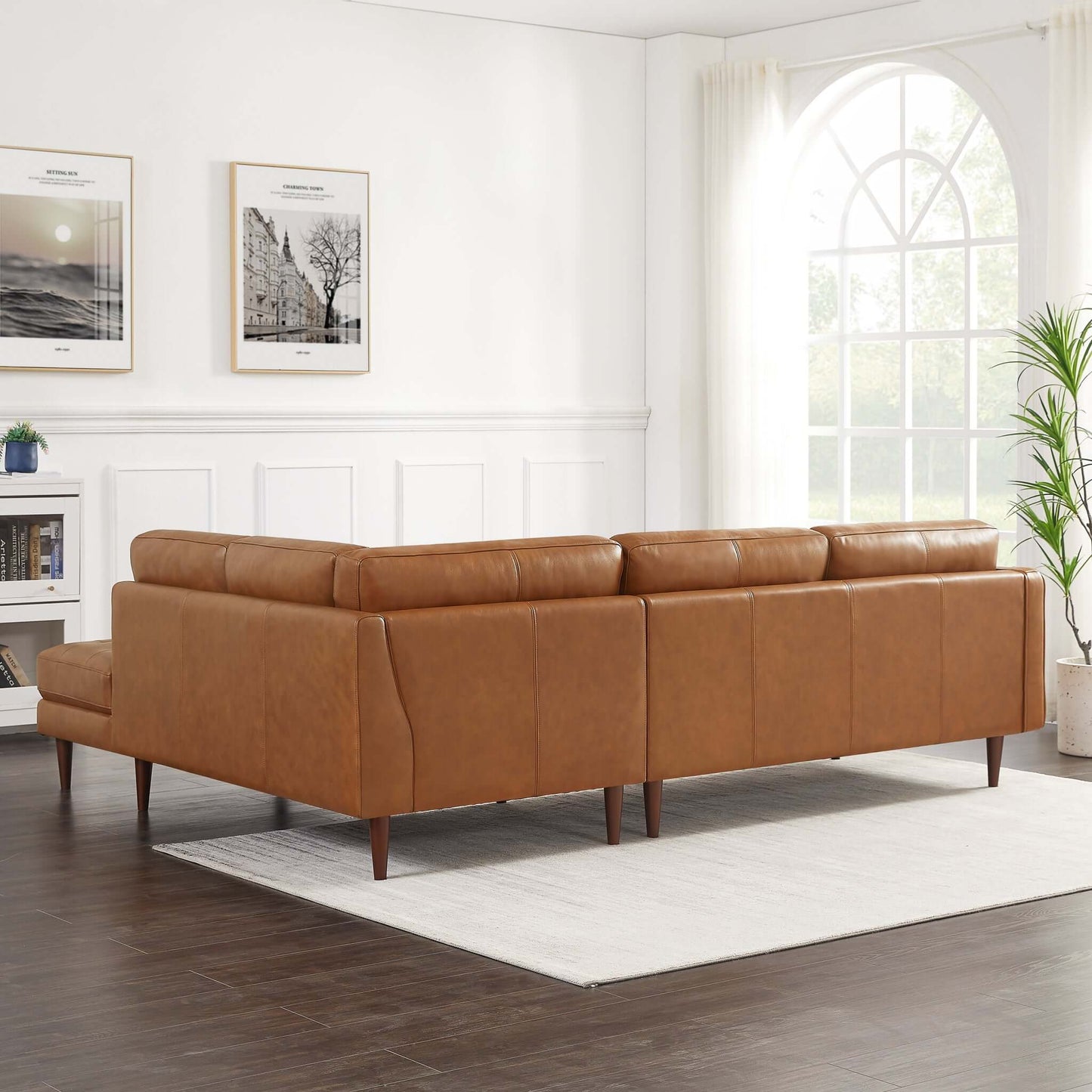 Lucco Genuine Leather Right-Facing Sectional