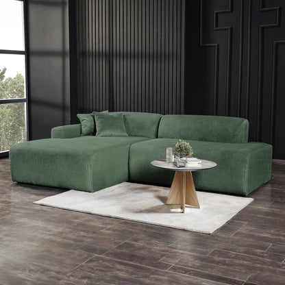 Mar Sectional Green Corduroy Sofa (Left Facing)