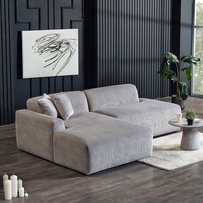 Mar Sectional Grey Corduroy Sofa (Left Facing)