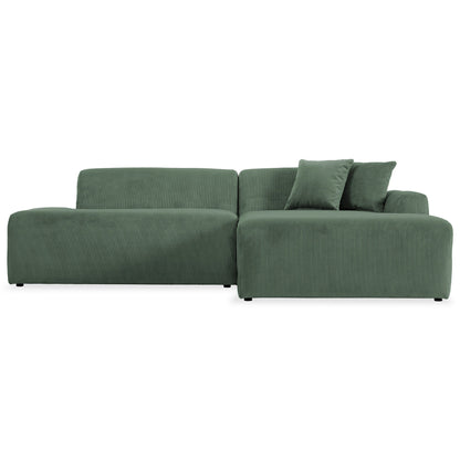 Mar Sectional Green Corduroy Sofa (Right Facing)