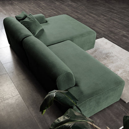 Mar Sectional Green Corduroy Sofa (Right Facing)