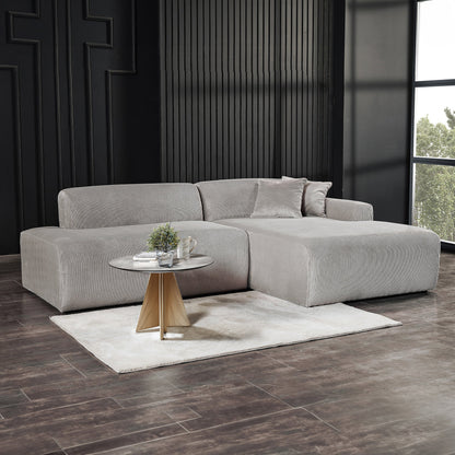 Mar Sectional Grey Corduroy Sofa (Right Facing)