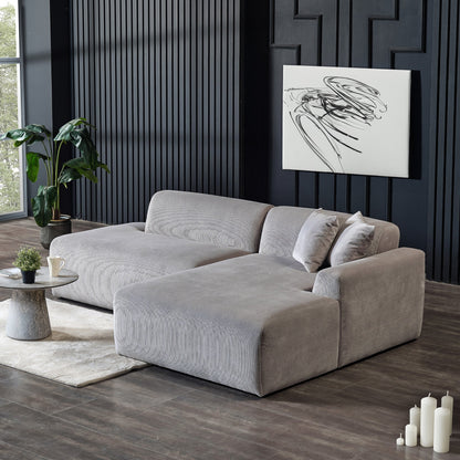 Mar Sectional Grey Corduroy Sofa (Right Facing)