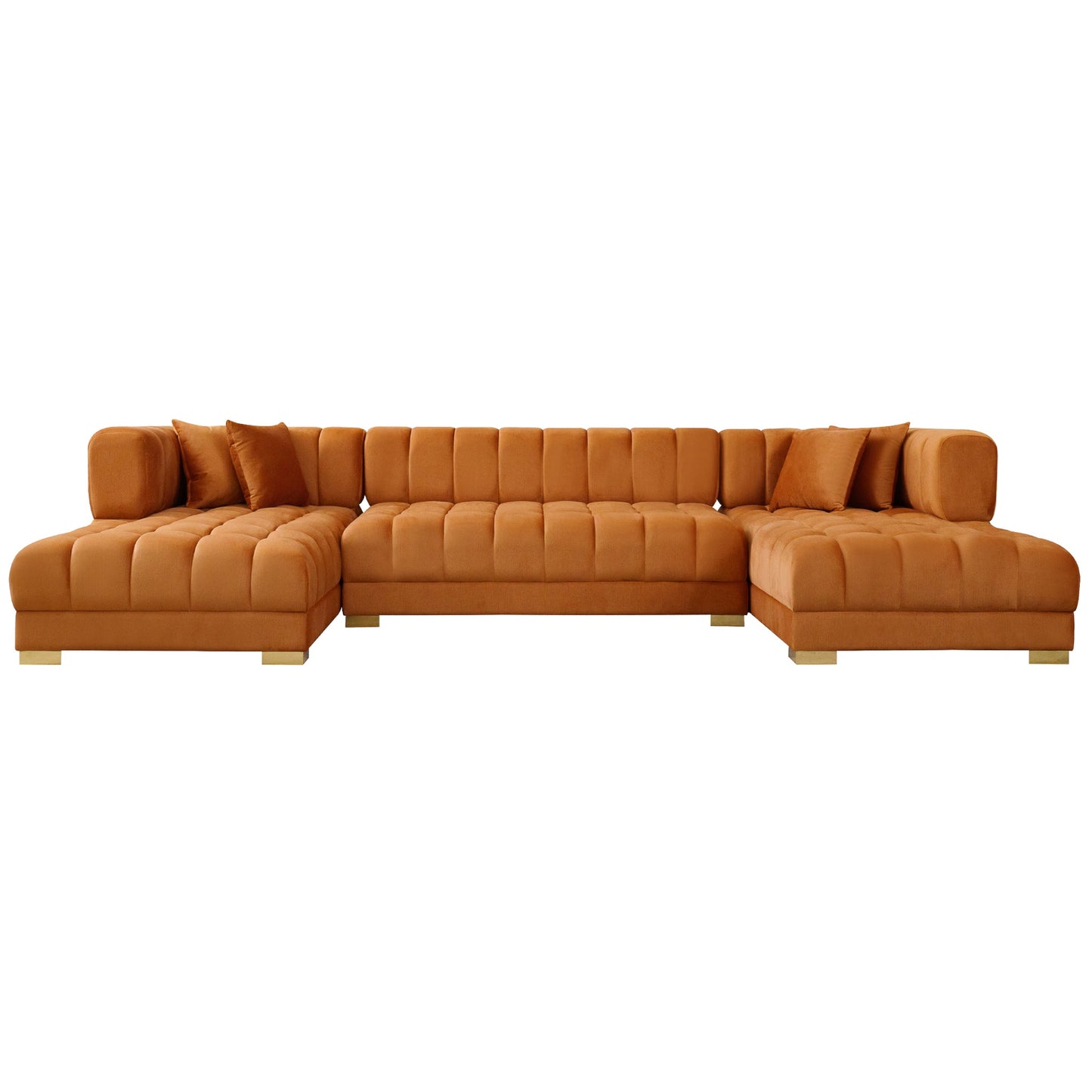 Marlow Cognac Velvet U-Shape Sectional