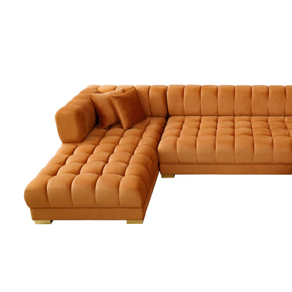 Marlow Cognac Velvet U-Shape Sectional