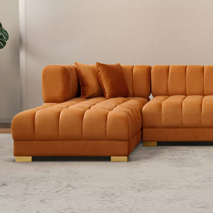 Marlow Cognac Velvet U-Shape Sectional