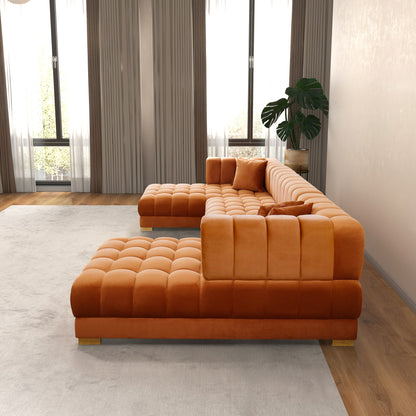 Marlow Cognac Velvet U-Shape Sectional